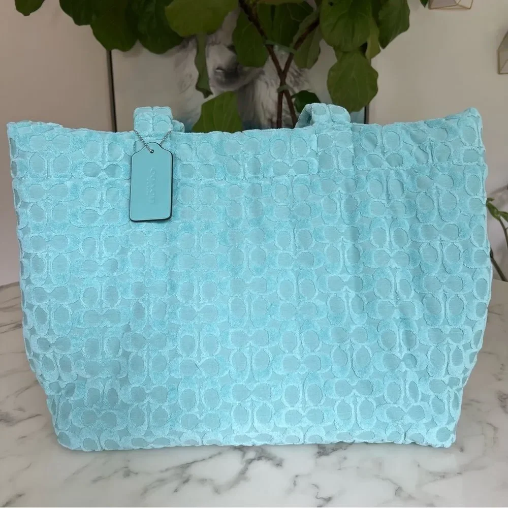 Coach Tote In Signature Terry Faded Blue CT764 Shoulder Pool Beach Bag
